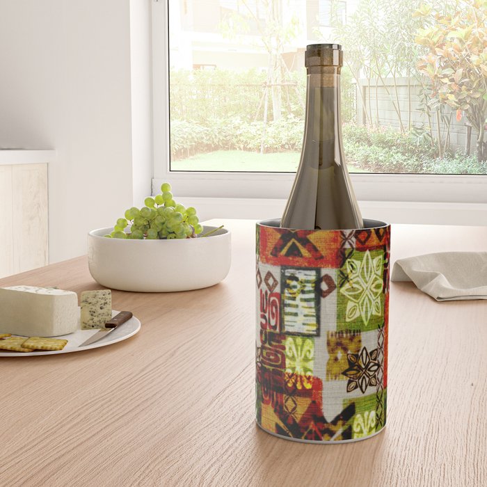 Vintage Hawaii Barkcloth Tapa Beach design Wine Chiller Gallery Image 4