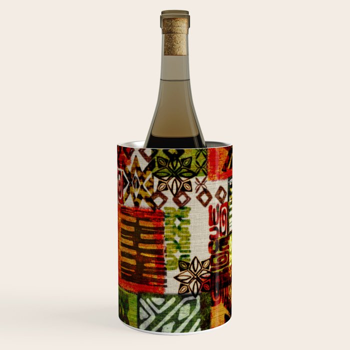 Vintage Hawaii Barkcloth Tapa Beach design Wine Chiller Gallery Image 2
