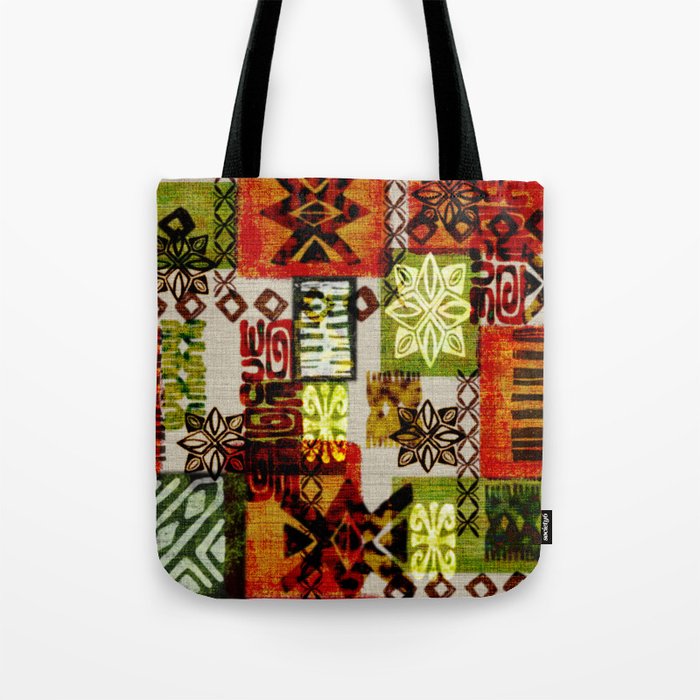Vintage Hawaii Barkcloth Tapa Beach design Tote Bag Gallery Image 1