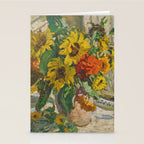 Beautiful still life of sunflowers in a vase portrait floral painting by Dorothea Sharp Stationery Card Gallery Image 2