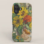 Beautiful still life of sunflowers in a vase portrait floral painting by Dorothea Sharp iPhone Case Gallery Image 1