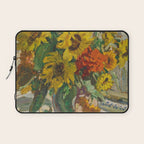 Beautiful still life of sunflowers in a vase portrait floral painting by Dorothea Sharp Laptop Sleeve Gallery Image 1