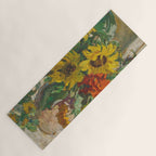 Beautiful still life of sunflowers in a vase portrait floral painting by Dorothea Sharp Yoga Mat Gallery Image 1