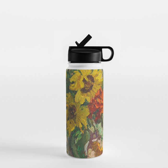 Beautiful still life of sunflowers in a vase portrait floral painting by Dorothea Sharp Water Bottle Gallery Image 1