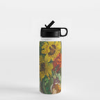 Beautiful still life of sunflowers in a vase portrait floral painting by Dorothea Sharp Water Bottle Gallery Image 1