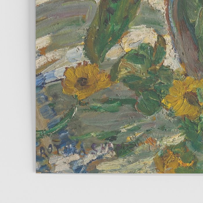 Beautiful still life of sunflowers in a vase portrait floral painting by Dorothea Sharp Poster Gallery Image 3