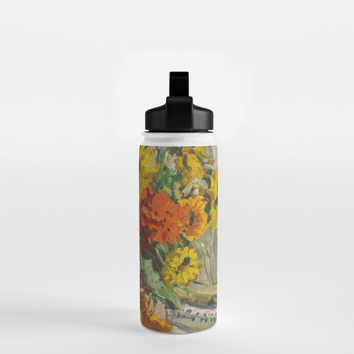 Beautiful still life of sunflowers in a vase portrait floral painting by Dorothea Sharp Water Bottle Gallery Image 2