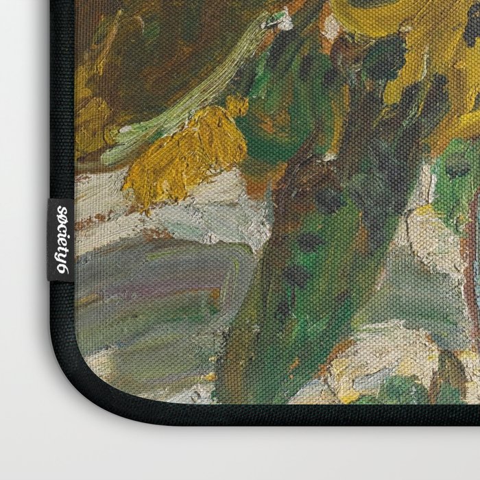 Beautiful still life of sunflowers in a vase portrait floral painting by Dorothea Sharp Laptop Sleeve Gallery Image 3