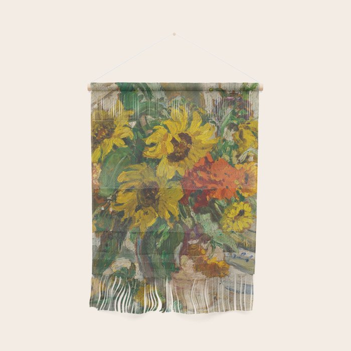 Beautiful still life of sunflowers in a vase portrait floral painting by Dorothea Sharp Wall Hanging Gallery Image 1
