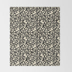 Folk Art Bunnies - black and cream Throw Blanket Gallery Image 2