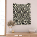 Folk Art Bunnies - black and cream Wall Tapestry Gallery Image 2