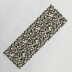 Folk Art Bunnies - black and cream Yoga Mat Gallery Image 1