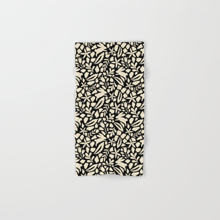 Folk Art Bunnies - black and cream Bath Towel Gallery Image 1