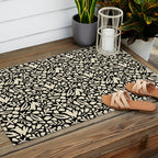 Folk Art Bunnies - black and cream Outdoor Rug Gallery Image 2