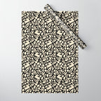 Folk Art Bunnies - black and cream Wrapping Paper Gallery Image 1