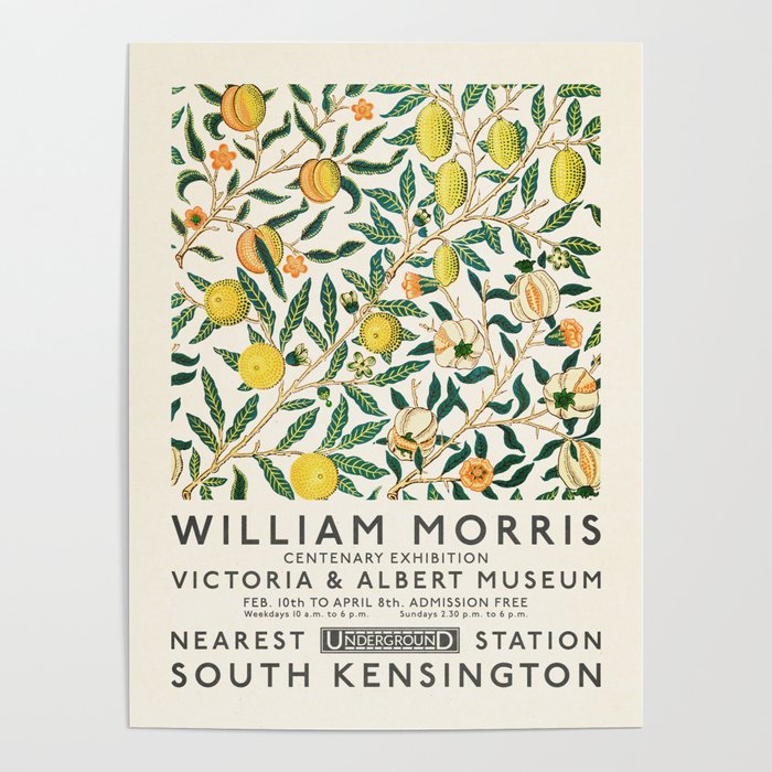 William Morris Yellow Lemons Art Exhibition Print Poster Gallery Image 1