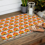 Retro Cloud Stripe 70s Floral Pattern Outdoor Rug Gallery Image 2