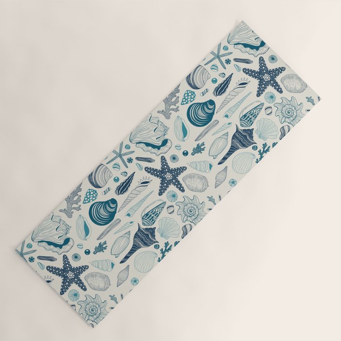 Sea shells on off white Yoga Mat Gallery Image 1