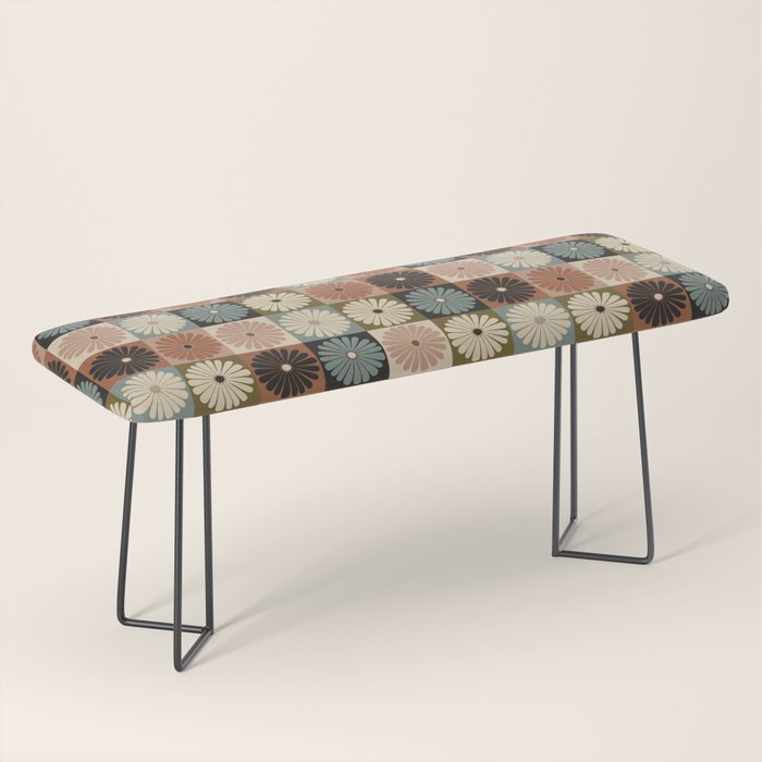 Retro Flowers Check Pattern II Bench Gallery Image 1
