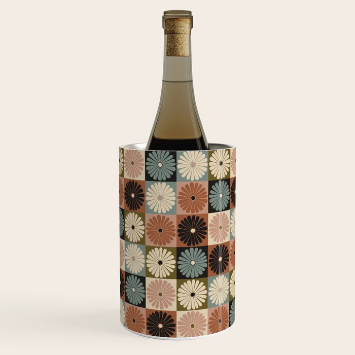 Retro Flowers Check Pattern II Wine Chiller Gallery Image 1