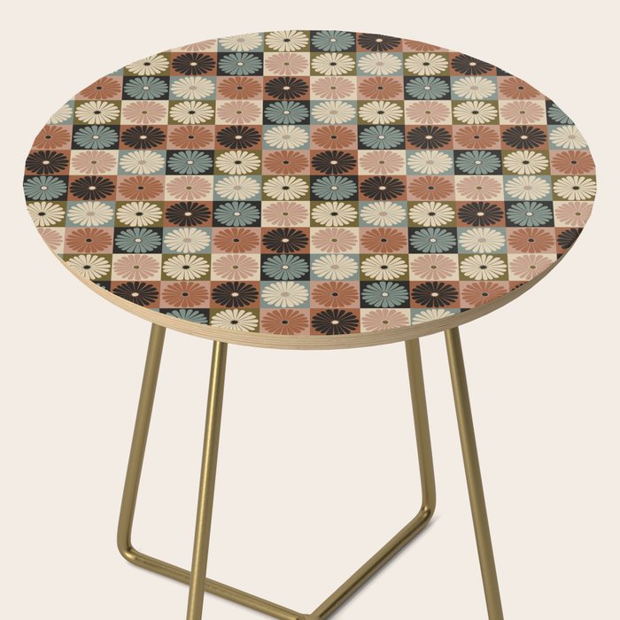 Retro Flowers Check Pattern II Side Table Gallery Image 2