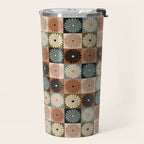 Retro Flowers Check Pattern II Travel Mug Gallery Image 2