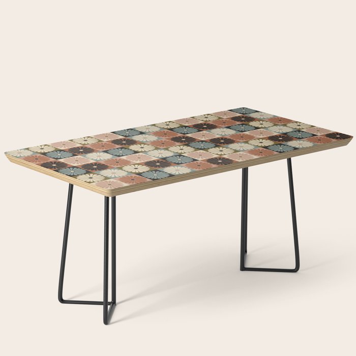 Retro Flowers Check Pattern II Coffee Table Gallery Image 1
