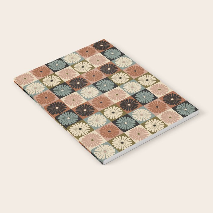 Retro Flowers Check Pattern II Notebook Gallery Image 1