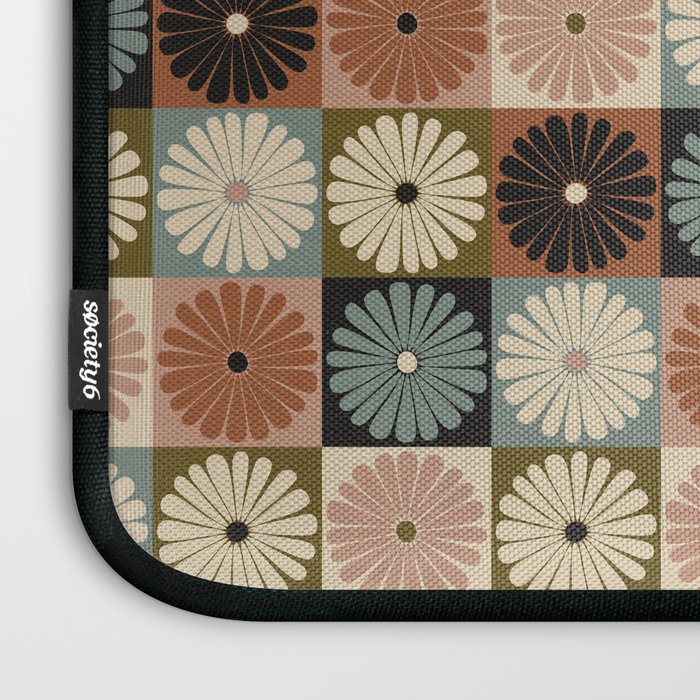 Retro Flowers Check Pattern II Laptop Sleeve Gallery Image 3