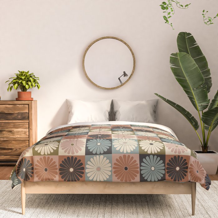 Retro Flowers Check Pattern II Comforter Gallery Image 3