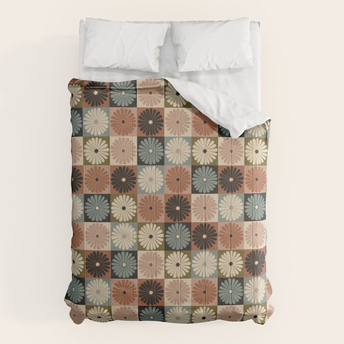 Retro Flowers Check Pattern II Comforter Gallery Image 6