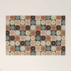 Retro Flowers Check Pattern II Welcome Mat Gallery Image 1