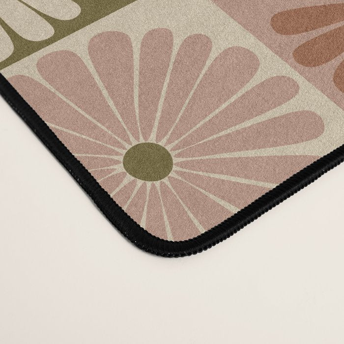 Retro Flowers Check Pattern II Desk Mat Gallery Image 4