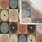 Retro Flowers Check Pattern II Wall Tapestry Gallery Image 3
