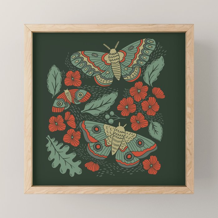Moths in Emerald Twilight Mini Art Print Gallery Image 1
