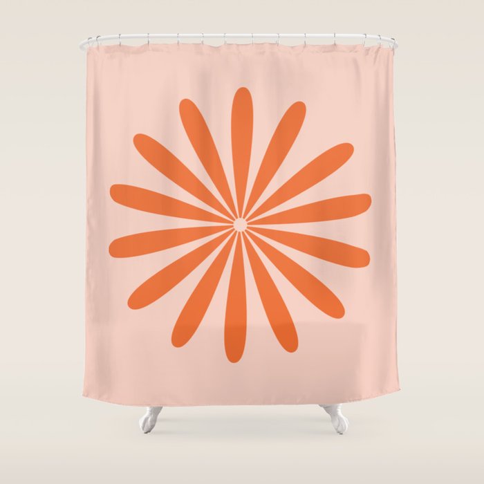 Big Daisy Retro Minimalism in Pale Blush Pink and Orange Shower Curtain Gallery Image 1