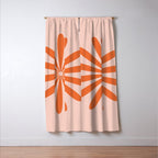 Big Daisy Retro Minimalism in Pale Blush Pink and Orange Window Curtain Gallery Image 3