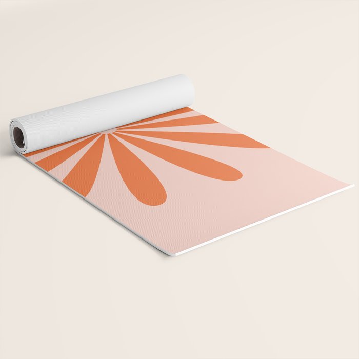 Big Daisy Retro Minimalism in Pale Blush Pink and Orange Yoga Mat Gallery Image 2