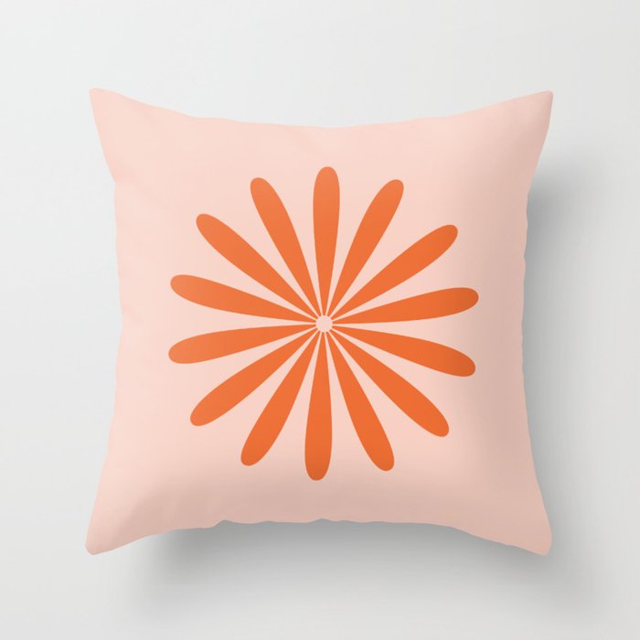 Big Daisy Retro Minimalism in Pale Blush Pink and Orange Throw Pillow Gallery Image 6