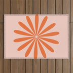 Big Daisy Retro Minimalism in Pale Blush Pink and Orange Outdoor Rug Gallery Image 1