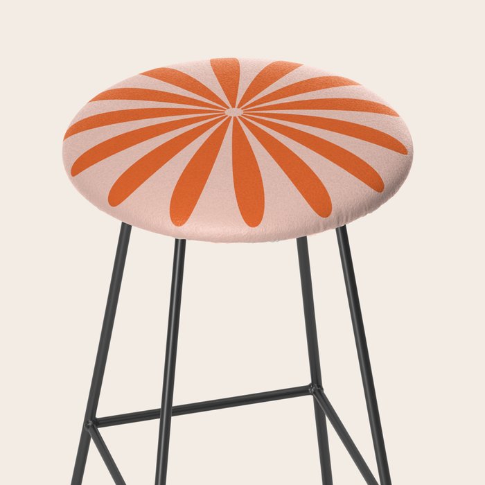 Big Daisy Retro Minimalism in Pale Blush Pink and Orange Stool Gallery Image 2