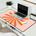 Big Daisy Retro Minimalism in Pale Blush Pink and Orange Desk Mat Gallery Image 2