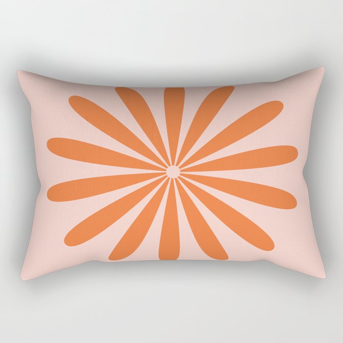 Big Daisy Retro Minimalism in Pale Blush Pink and Orange Rectangular Pillow Gallery Image 2
