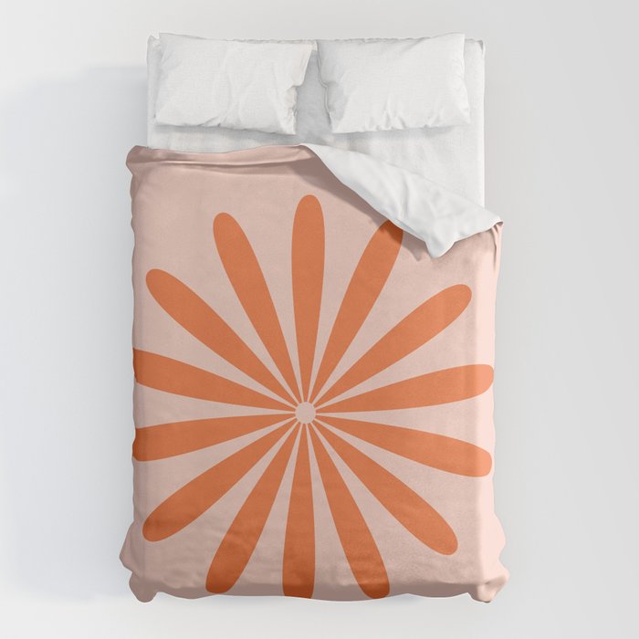 Big Daisy Retro Minimalism in Pale Blush Pink and Orange Duvet Cover Gallery Image 1