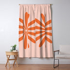Big Daisy Retro Minimalism in Pale Blush Pink and Orange Window Curtain Gallery Image 5