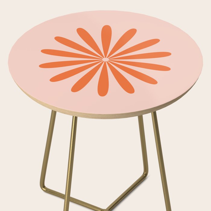 Big Daisy Retro Minimalism in Pale Blush Pink and Orange Side Table Gallery Image 2
