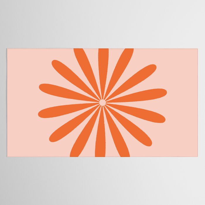 Big Daisy Retro Minimalism in Pale Blush Pink and Orange Tablecloth Gallery Image 2