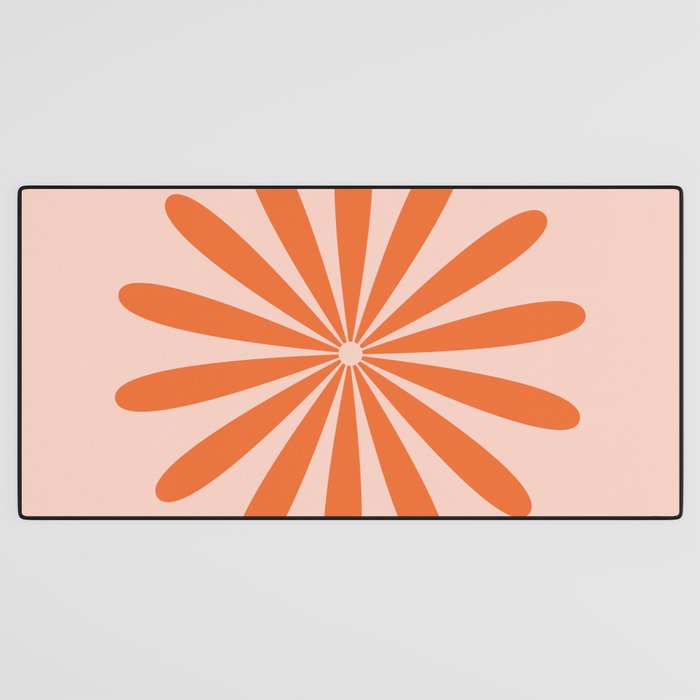 Big Daisy Retro Minimalism in Pale Blush Pink and Orange Desk Mat Gallery Image 3