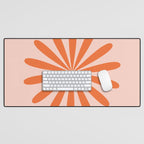 Big Daisy Retro Minimalism in Pale Blush Pink and Orange Desk Mat Gallery Image 1