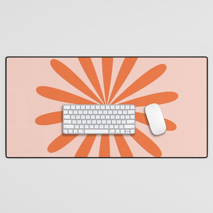 Big Daisy Retro Minimalism in Pale Blush Pink and Orange Desk Mat Gallery Image 1